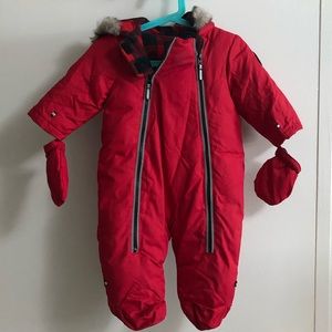 Canadiana Infants' Hooded Snowsuit - Red Plaid, Size 3-6 months